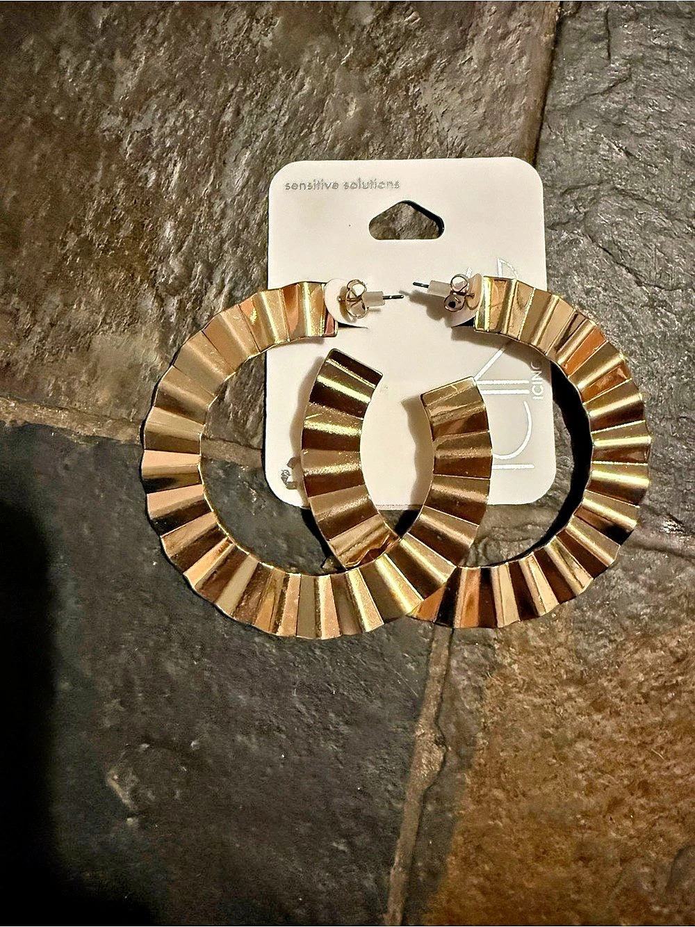 Icing Gold Fluted Hoop Earrings Gold